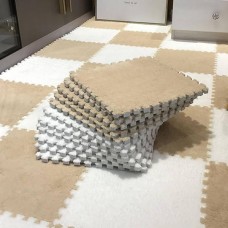 Килимок-пазл плюшевий 30×30см 20шт/уп Бежевий з білим