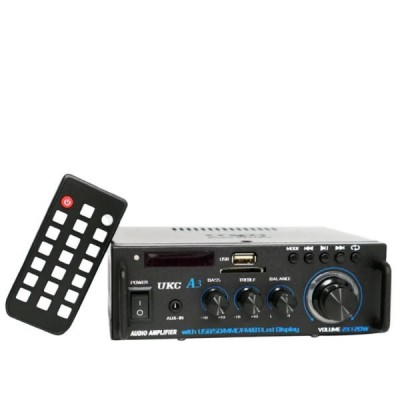 Підсилювач звуку з пультом керування UKC А3 USB/SD CARD/FM/AUX 2 ч Чорний