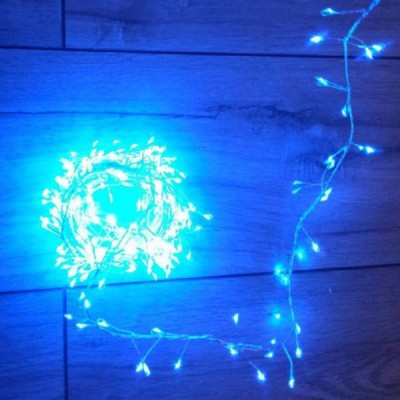 Гірлянда роса лінійна пухнаста 20м 600LED 220V 4528 YL20 AND 67-1 Сірий провід, синє світло