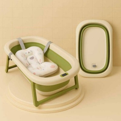Ванна дитяча складна з датчиком температури Bimbo 60530 79*47*21см Салатова з білим