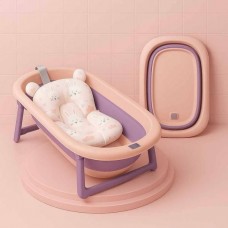 Ванна дитяча складна з датчиком температури Bimbo 30011 79*47*21см Фіолетова з рожевим