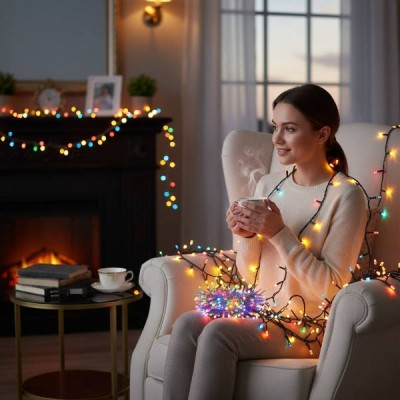 Гірлянда внутрішня лінійна 220V 100LED LU990multi Прозора, мультиколор