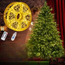 Гірлянда роса мішура пухнаста 50 м 1500LED USB Зелений дріт, тепле світло