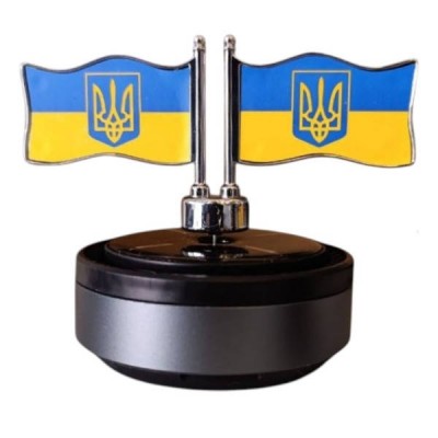 Автомобільний ароматизатор із сонячною панеллю Прапори України + флакон олії Чорний