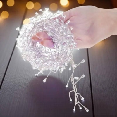 Гірлянда роса лінійна Мішура пухнаста з пультом 50м 1500LED 220V 4500 AND 24-5 Біле світло