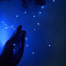 Гірлянда роса лінійна Мішура пухнаста 50м 1500LED 220V 4524 AND 56-1 Сірий дріт, синє світло
