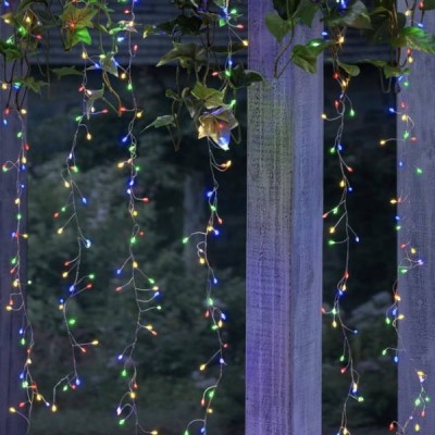 Гірлянда роса лінійна Мішура пухнаста 20м 600LED 220V 4529 YL20 AND 61-1 Сірий провід, мультиколор