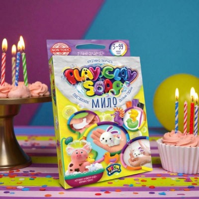 Набір для дитячої творчості Пластелінове мило 4 кольори PLAY CLAY SOAP PCS-02-04U Danko Toys Жовта коробка