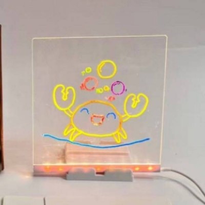 Дошка світлодіодна для нотаток та малювання з маркерами та розмальовками USB 15*15см T-466