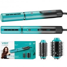 Фен-стайлер 3в1 зі змінними насадками 1100-1300Вт VGR V-489 GREEN Professional Зелений