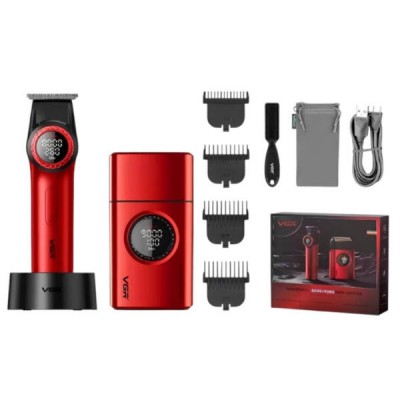 Комплект 2в1 триммер та шейвер VGR V-977 та V-377 RED Чорний з червоним