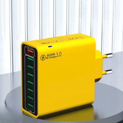 Зарядний пристрій блок живлення з 8 портами USB Жовтий