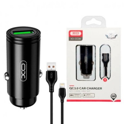 Автомобільний зарядний пристрій XO CC39 QC3.0 18W Car charger with Micro Чорне