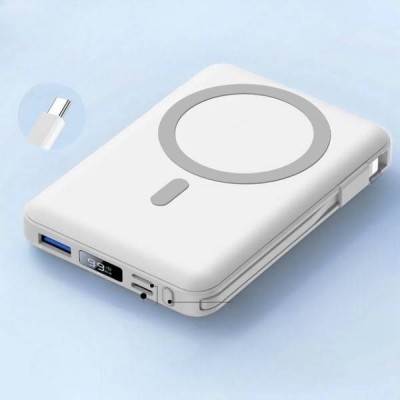 Power Bank з функцією бездротової зарядки та кабелями 10000mAh 20W 5V/3A Azmuth KT-D020 Білий
