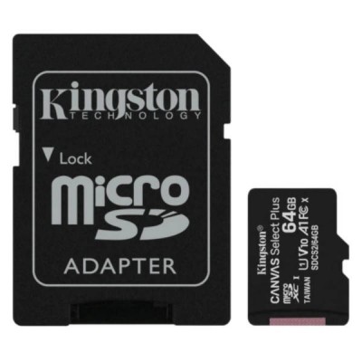 Карта пам'яті з адаптером microSD, SD, SDHC, SDXC 64GB Class 10 Kingston memory card