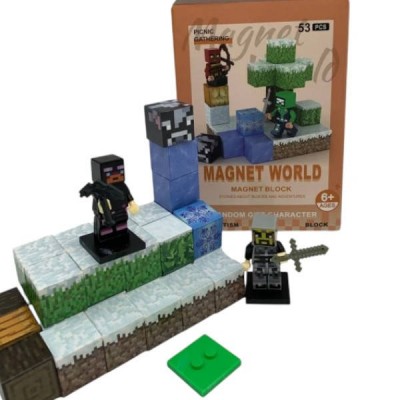 Конструктор магнітний 53 деталі Minecraft Magnet WORLD S001-2 Різнокольоровий