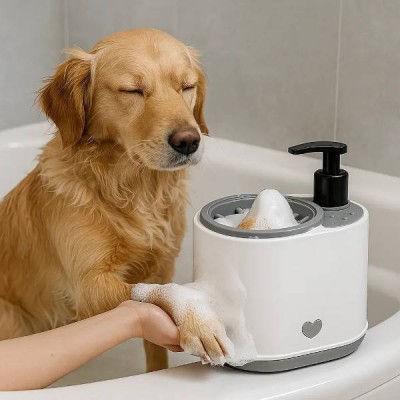 Лапомийка для собак з дозатором для рідкого мила Pet Foot Washing Cup AND1495 Біла з сірим