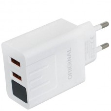 Мережевий зарядний пристрій 2 usb з дисплеєм A-14 with Digital Display CX QC03 е Біле