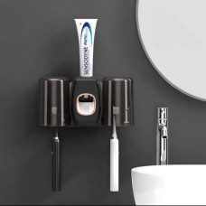 Тримач настінний для зубних щіток +2 чашки TOOTHBRUSH HOLDER Чорний