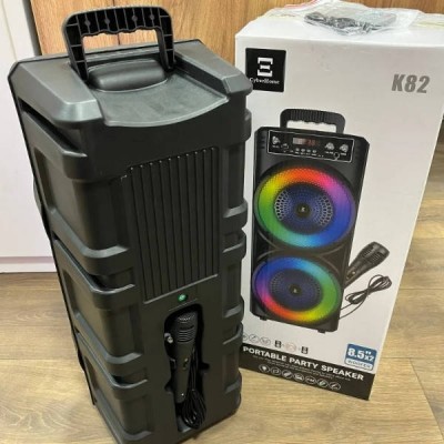 Колонка з дротовим мікрофоном, колесами та ручкою Bluetooth Wireless Speaker TTD-2807 Чорна
