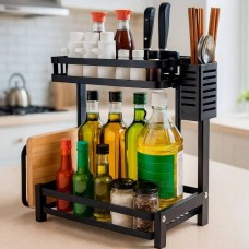 Полиця-стелаж кухонна 2-х рівнева розбірна kitchen shelf AND 229 Чорна