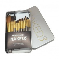 Набір кистей для макіяжу 12шт у металевій коробочці Naked 3 Золотий