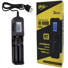 Зарядний пристрій для акумуляторів 1x18650/26650/16340/14500 з LCD-дисплеєм HD-8990B Чорне