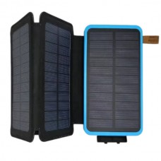 Power Bank із сонячною зарядкою в розкладному чохлі 10000mAh Solar Charger Power Bank Чорний із блакитним