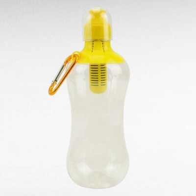 Пляшка для питної води з фільтром 550мл BOTTLE Прозора з жовтою кришкою
