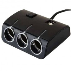 Автомобільний трійник у прикурювач 3+2 USB 1506A/1505A Art 5036 Чорний