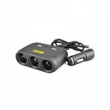 Автомобільний трійник-подовжувач у прикурювач Olesson 1512 2USB 12V/24V Чорний