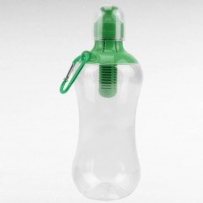 Пляшка для питної води з фільтром 550мл BOTTLE Прозора із зеленою кришкою