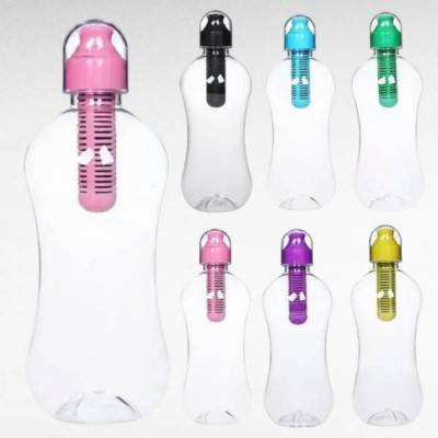 Пляшка для питної води з фільтром 550мл BOTTLE Прозора з рожевою кришкою