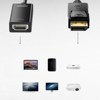 Конвертер-конектор 15см Display Port to HD DP to HD Чорний