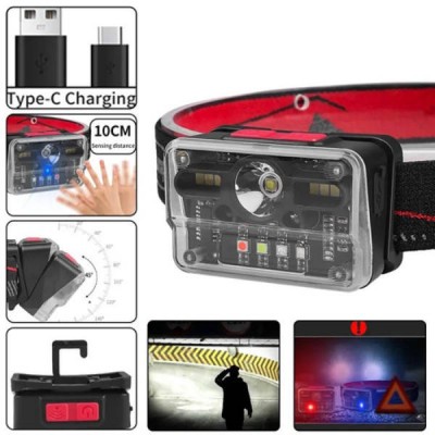 Ліхтар налобний акумуляторний з датчиком руху M-006-XPG+8SMD+4SMD Чорний