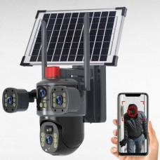 Камера відеоспостереження вулична із сонячною панеллю Wi-Fi IP66 4G 12mp JE-190-2 Чорна