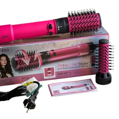 Фен-стайлер зі змінними насадками Blow-dry brush AND V-480 Рожевий