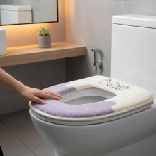 Чохол-сидіння на унітаз з вишивкою двокольоровий Fashion Toilet Cushion AND 02 Р Бузковий з бежевим