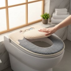 Чохол-сидіння на унітаз із вишивкою двоколірний Fashion Toilet Cushion AND 02 Р Сірий з бежевим