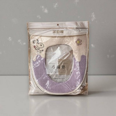 Чохол-сидіння на унітаз Toilet seat cover з квіточкою AND 04 Бузковий з бежевим