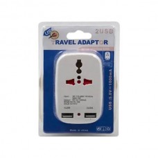 Адаптер-зарядний пристрій 2*USB для розеток універсальний 823 10А Білий