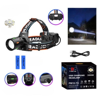 Ліхтар налобний акумуляторний 2x18650 NIGHT VISION FLUORESCENCE BL-T207-TG Чорний