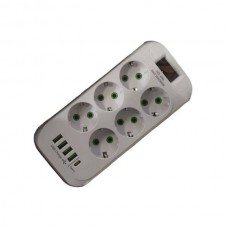 Мережевий фільтр з USB (6×220В+4×USB+1×Type-C) D6L 3 метри Білий