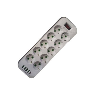 Подовжувач мережевий фільтр 5м 10×220В+4×USB+1×Type-C D10L Білий
