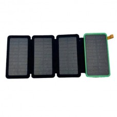 Power Bank із чотирма сонячними панелями для автономної зарядки 10000 mAh Чорний із салатовим