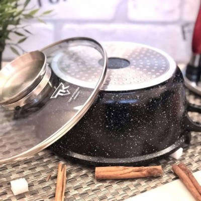 Каструля кругла з кришкою 2,4л 20см Top Kitchen TК00051 Чорна