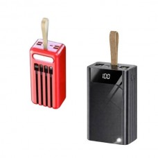 Power Bank із вбудованими кабелями для заряджання та ліхтариком USB, MicroUSB, TypeC 40000mAh Сірий