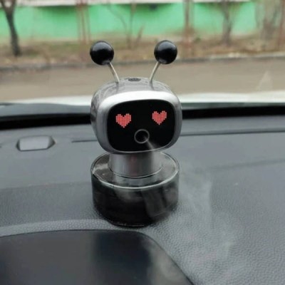 Автомобільний ароматизатор із LED-екраном USB Robot Чорний