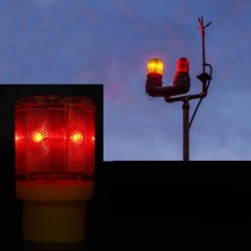 Аварійна нічник-мигалка для промислового освітлення автономна з сонячною панеллю Червона