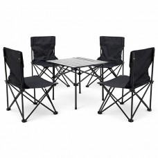 Стіл +4 стільці розкладні туристичні Folding table and chair AND 70-50 Чорний